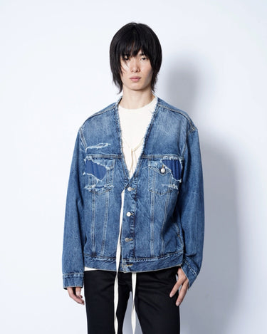 【Maison Margiela】<br>DISTRESSED DEEP V DENIM JACKET