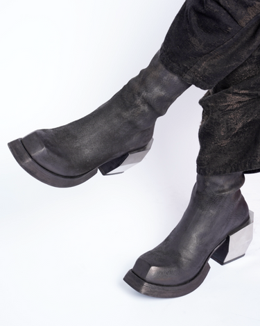 【POLLACKI】<br>No.39 HAND DYED REVERSE HORSE LEATHER METAL HEEL BOOTS