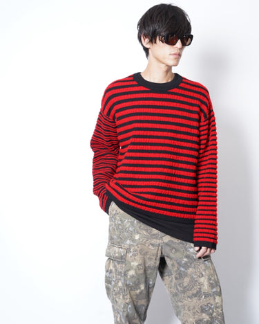 【KAMIYA】<br>BORDER BOUCLE KNIT