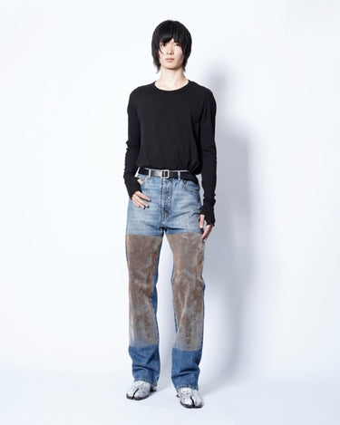 【Maison Margiela】<br>FLOCKED PATCH DENIM PANTS