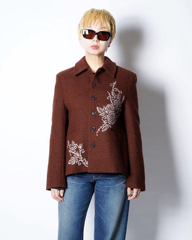 【VIVIANO】<br>Pli Creux Jacket -Rose Cross Stitch-