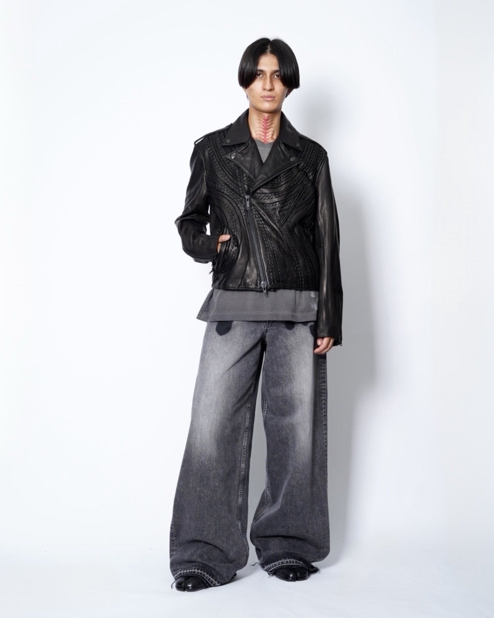 TAAKK】LEATHER EMBROIDERY RIDERS JACKET-Amanojak.