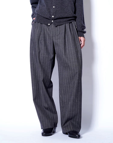 【OVERCOAT】<br>5 Tuck Trouser in Wool Pinstripe