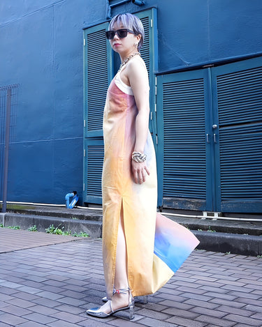 【SATORU SASAKI】<br>PRINTED SLIP DRESS