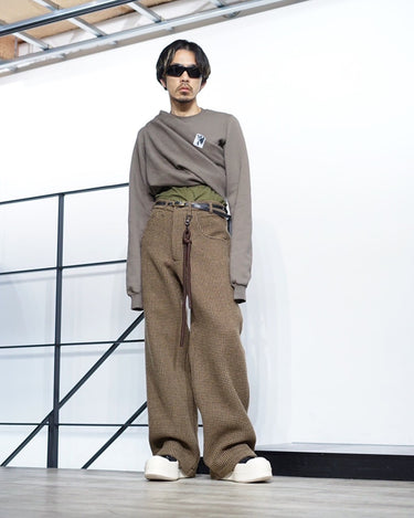 【SONG FOR THE MUTE】<br>WIDE LEG PANT<br>-MELTON HOUNDSTOOTH-