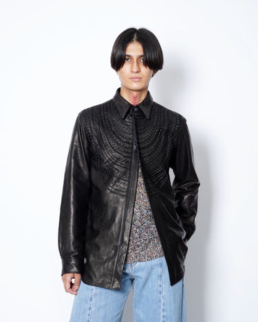 【TAAKK】<br>LEATHER EMBROIDERY REGULAR SHIRTS