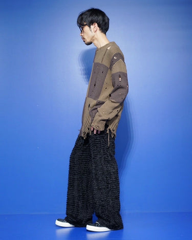 【SONG FOR THE MUTE】<br>CHECKERED OVERSIZED SWEATER -CHECKERED KNIT-