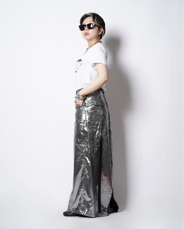 【JUNYA WATANABE】<br>SILVER PRINTED CARGO SKIRT