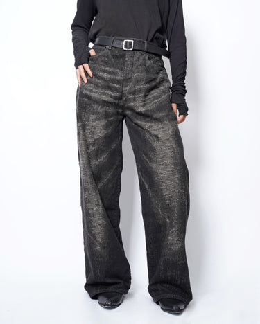 【TAAKK】<br>JACQUARD TAAKK DENIM WIDE PANTS
