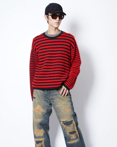 【KAMIYA】<br>BORDER BOUCLE KNIT