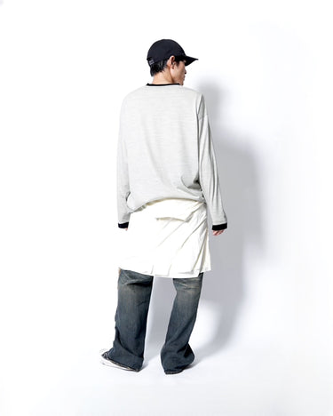 イベント期間限定アイテム<br>(6月27日～7月5日まで)<br>【KANEMASA PHIL】<br>32G Wool Stripe LS Tee (BEIGE)