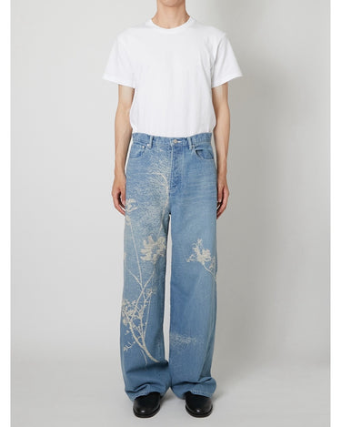 27SS予約受付中<br>【TAAKK】<br>FLOWER DENIM Jacquard Denim Wide Pants