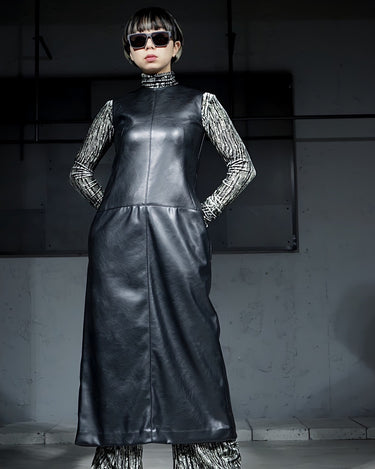 【TARO HORIUCHI】<BR>SLEEVLESS LEATHER DRESS