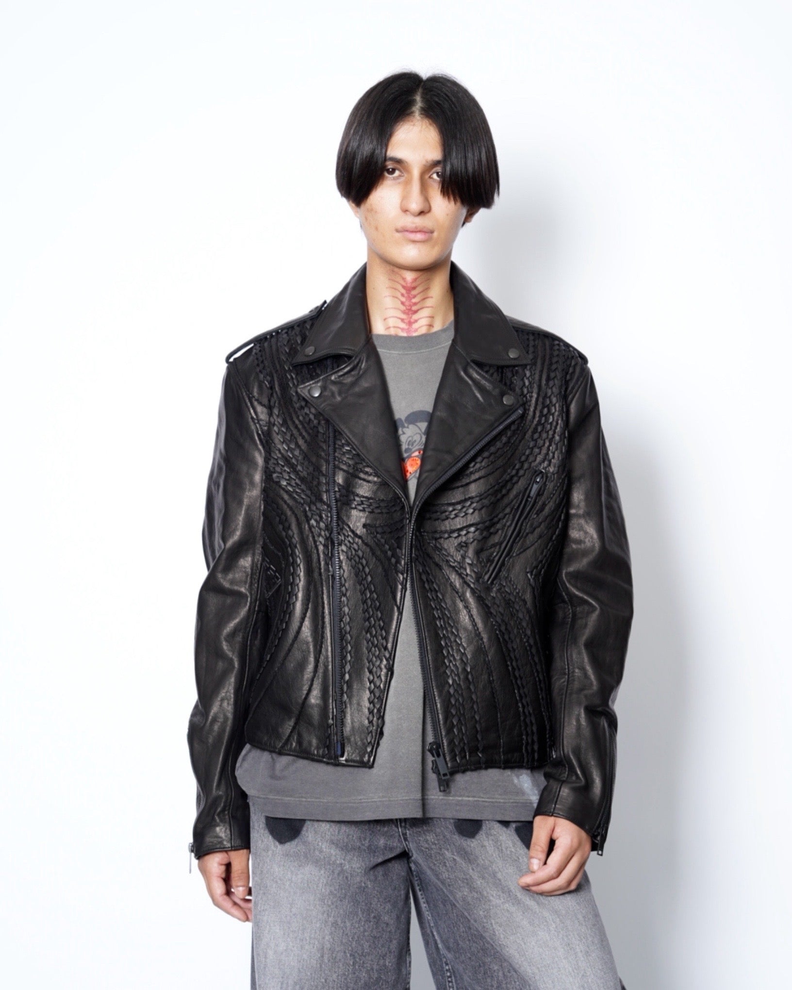 TAAKK】LEATHER EMBROIDERY RIDERS JACKET-Amanojak.