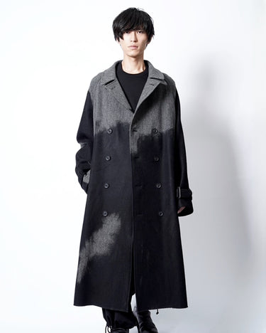 【Yohji Yamamoto POUR HOMME】<br>HERRINGBONE NEEDLE PUNCH RAGLAN COAT
