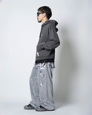 【Maison MIHARA YASUHIRO】<br>TRIPLE LAYERED HALF ZIP HOODIE