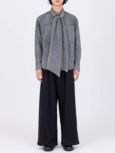 イベント期間限定(3月19日～3月22日まで)<br>26AW受注生産アイテム【VIVIANO MEN】<br>Detachable Ribbon Collar Denim Shirt