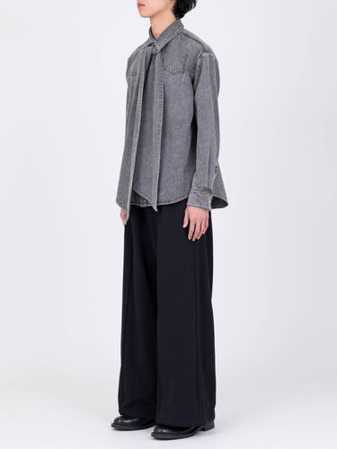 イベント期間限定(3月19日～3月22日まで)<br>26AW受注生産アイテム【VIVIANO MEN】<br>Detachable Ribbon Collar Denim Shirt