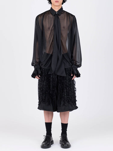 イベント期間限定(3月19日～3月22日まで)<br>26AW受注生産アイテム【VIVIANO MEN】<br>Detachable Ribbon Collar Chiffon Shirt