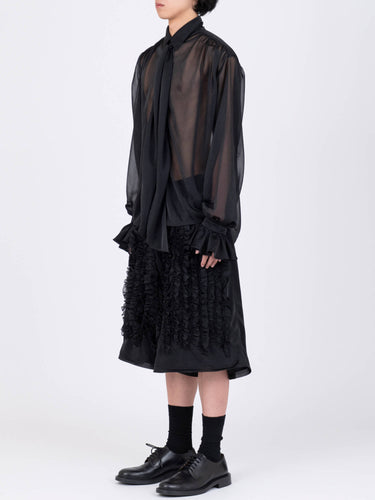 イベント期間限定(3月19日～3月22日まで)<br>26AW受注生産アイテム【VIVIANO MEN】<br>Detachable Ribbon Collar Chiffon Shirt