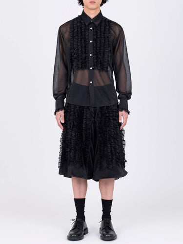 イベント期間限定(3月19日～3月22日まで)<br>26AW受注生産アイテム【VIVIANO MEN】<br>Front Ruffle Chiffon Shirt