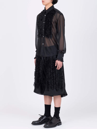 イベント期間限定(3月19日～3月22日まで)<br>26AW受注生産アイテム【VIVIANO MEN】<br>Front Ruffle Chiffon Shirt