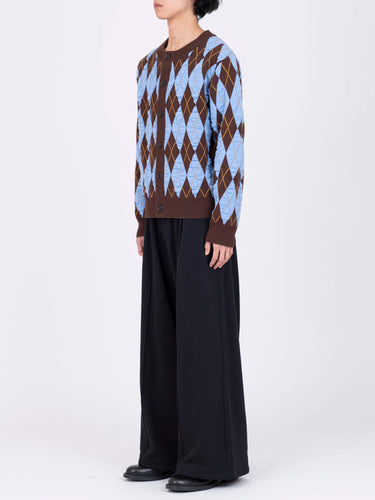 イベント期間限定(3月19日～3月22日まで)<br>26AW受注生産アイテム【VIVIANO MEN】<br>Felted Yarn Argyle Crew Cardigan