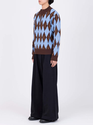 イベント期間限定(3月19日～3月22日まで)<br>26AW受注生産アイテム【VIVIANO MEN】<br>Felted Yarn Argyle Crew Cardigan