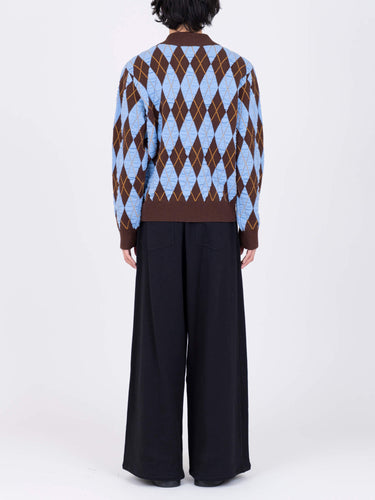 イベント期間限定(3月19日～3月22日まで)<br>26AW受注生産アイテム【VIVIANO MEN】<br>Felted Yarn Argyle Crew Cardigan