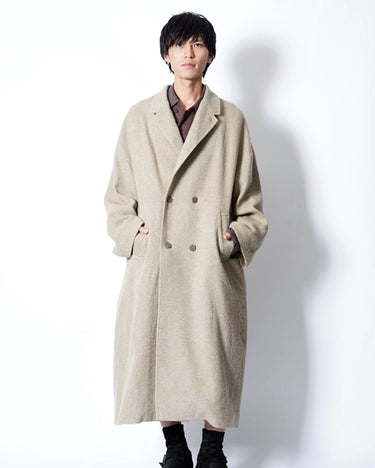 【AVIVA JIFEI XUE】<br>Amanojak.EDITION<br>DOUBLE BREASTED OVERCOAT (W/CERAMIC BUTTON) -HEMP/WOOL FABRIC-