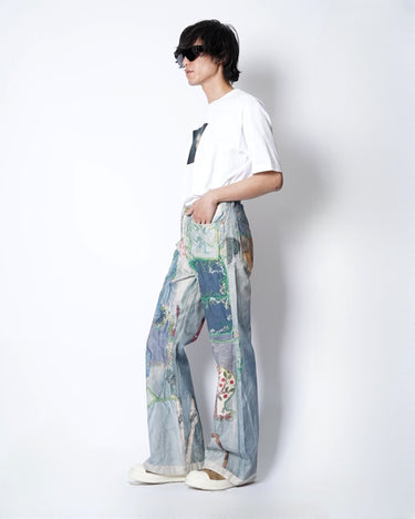 【KAMIYA】<br>Trompe I’oeil Print Denim