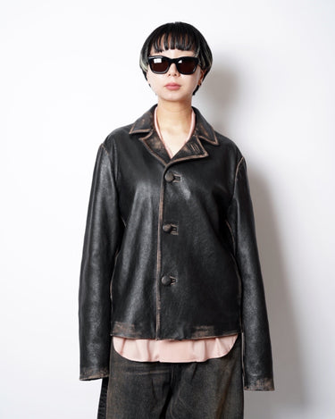 【MM6】<br>AGING LAMBLEATHER JACKET (UNISEX)