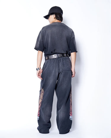 【KAMIYA】<br>"Skull Flame" Sweat PANTS
