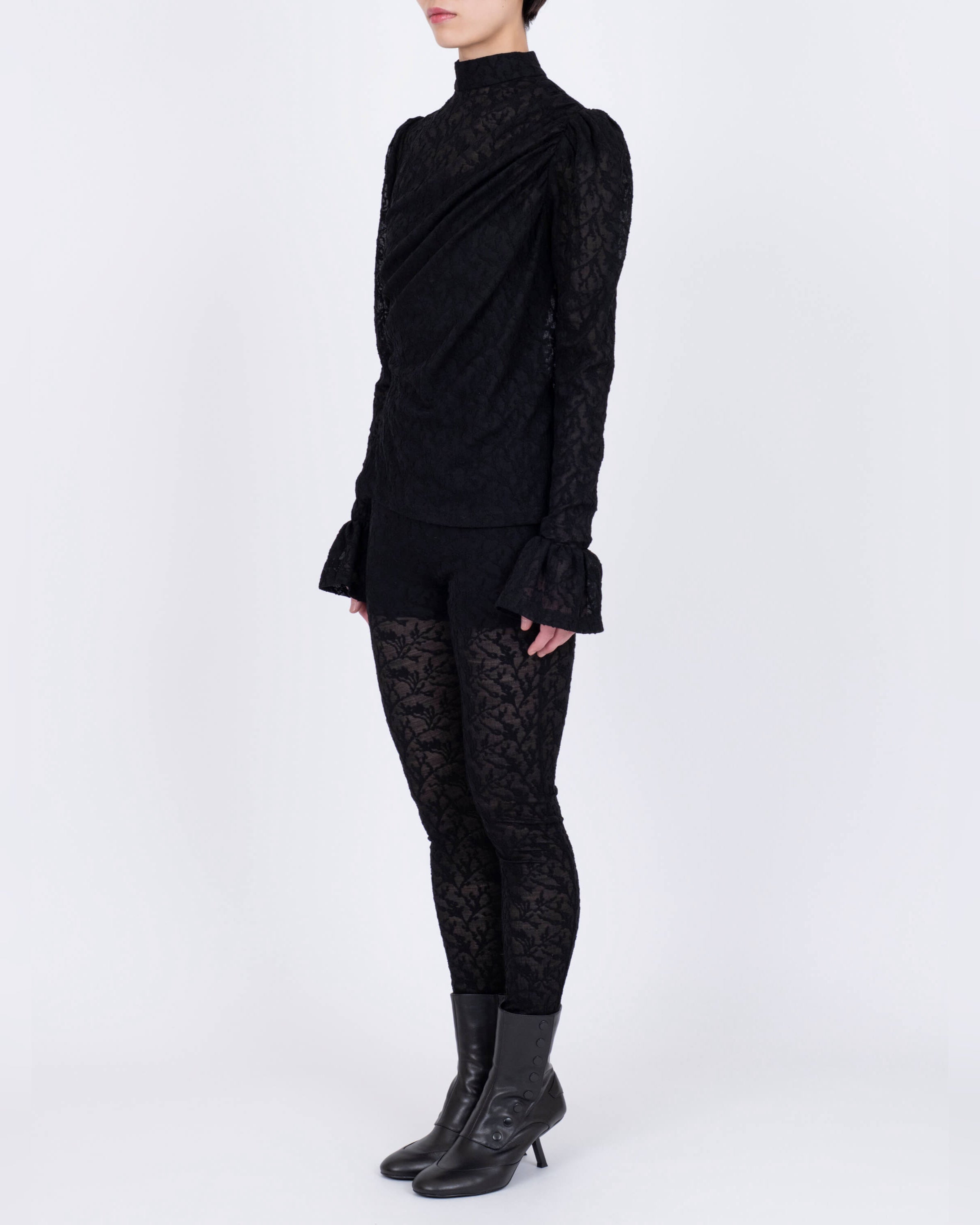 VIVIANO】Jacquard Drapé Top -Amanojak.