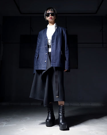 【TANAKA】<br>NO COLLAR JEAN JACKET (UNISEX)