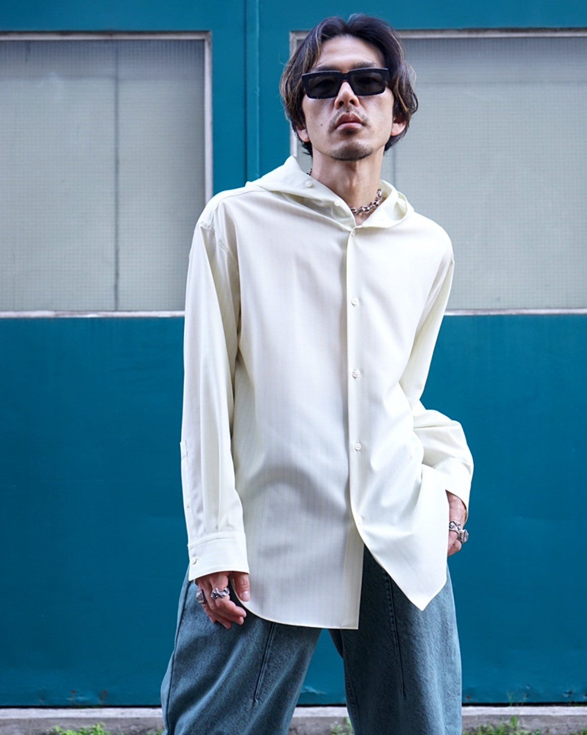【Overcoat】Dropped Shoulder Top with Hood Overcoat】Dropped Shoulder Top with Hood