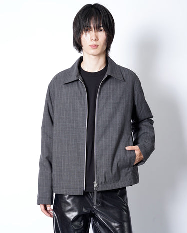 【ROLD SKOV】<br>ZIP UP SLIM SHIRT BLOUSON STRIPE