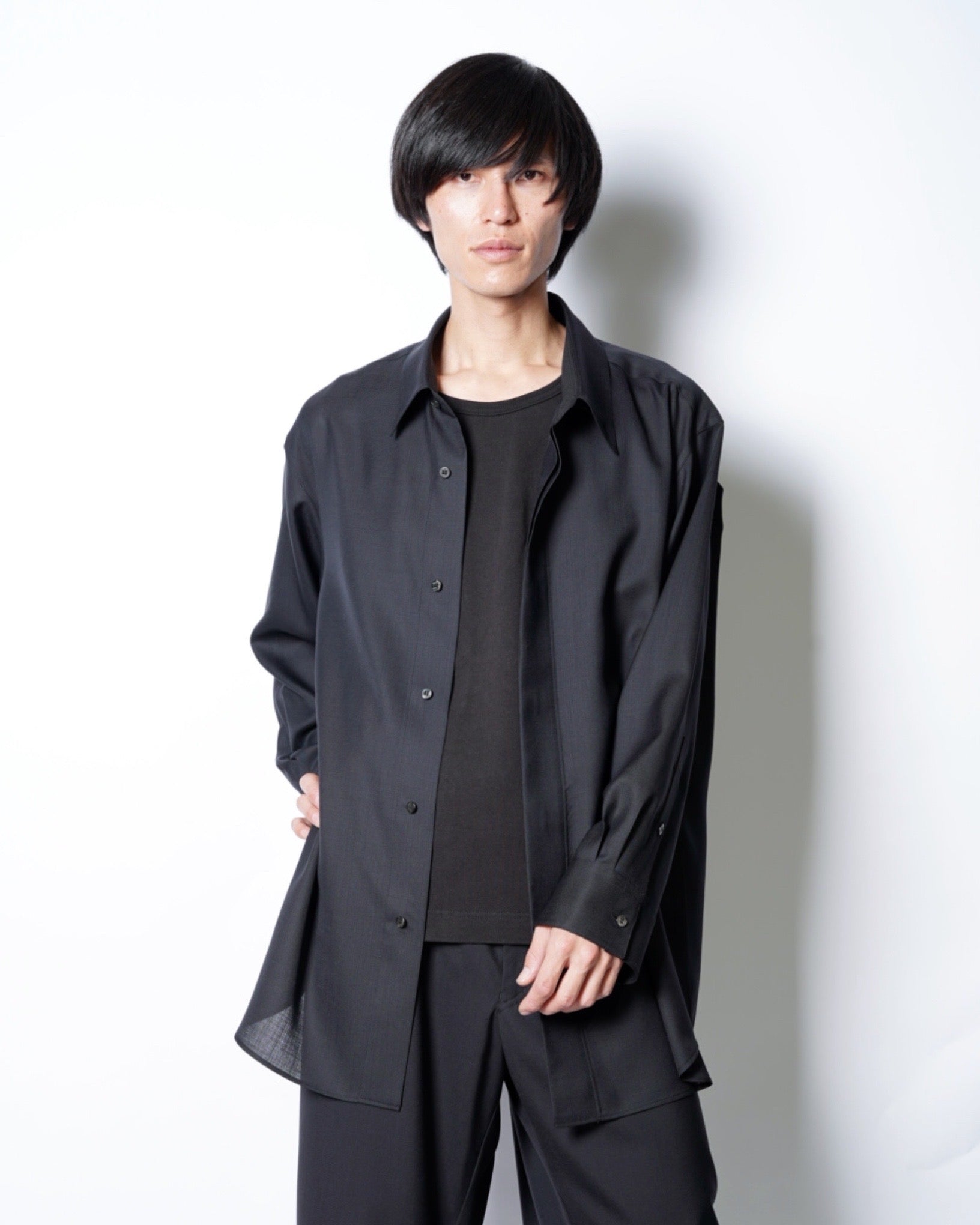 OVERCOAT】Oversized Light Wool Shirt -Amanojak.