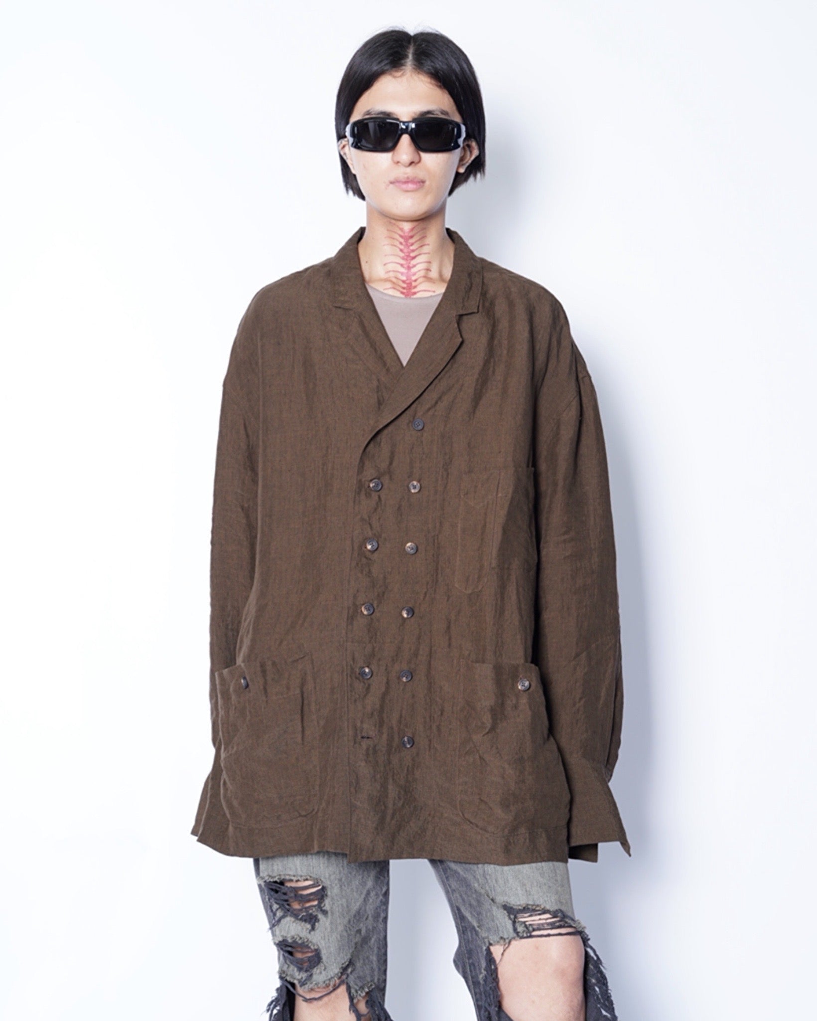 ZIGGY CHEN VISION – 0M2430930 Beige Sand Jacket Short Bomber-Style CHEN ZIGGY テーラードジャケット ベージュ ジャケット・アウター