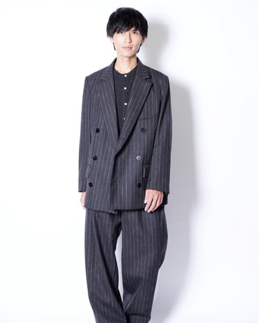 【OVERCOAT】<br>Double-Breasted Jacket in Wool Pinstripe