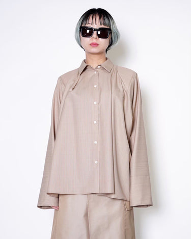 【YOHEI OHNO】<br>SHOULDER DRAPED WOOL SHIRTS