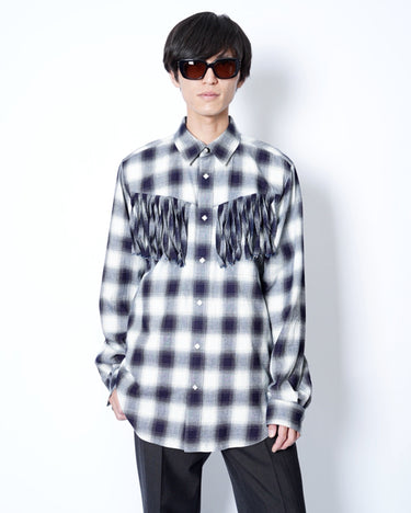 【TOGA ARCHIVES】<br>OMBRE CHECK FRINGE SHIRT