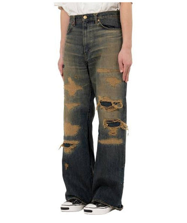【KAMIYA】<br>BORO Bootcut Wide Denim Pants