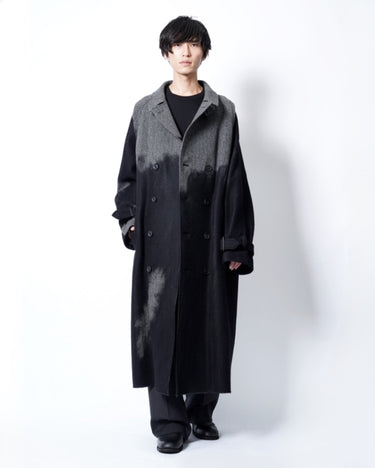【Yohji Yamamoto POUR HOMME】<br>HERRINGBONE NEEDLE PUNCH RAGLAN COAT