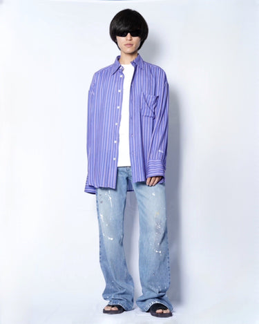 【ROLD SKOV】<br>BAT FIT SHIRT -VISCOSE STRIPE-