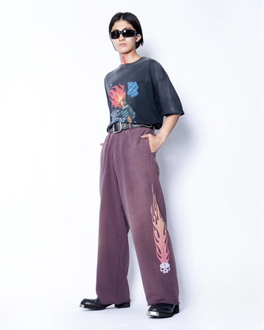 【KAMIYA】<br>"Skull Flame" Sweat PANTS