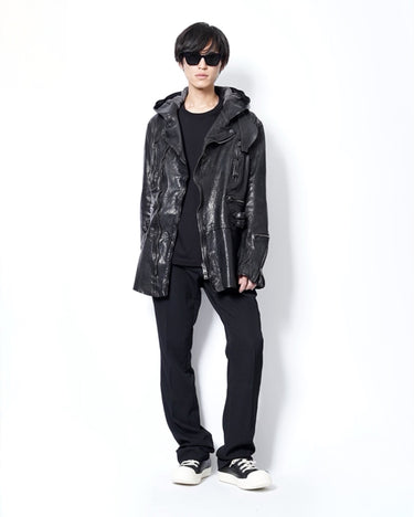 【Yohji Yamamoto POUR HOMME】<br>× BACKLASH<br>LEATHER HOODED RIDERS JACKET