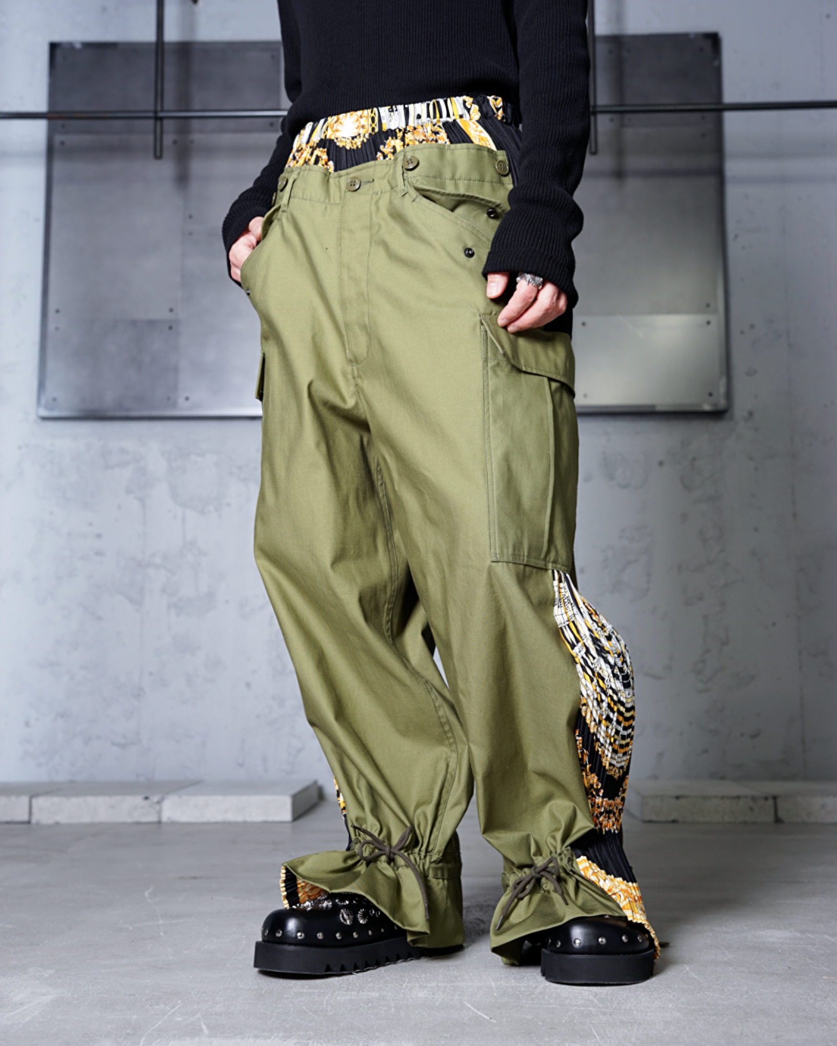 限定値下げ 新品JUNYA WATANABE スカーフドッキングカーゴパンツ JUNYA WATANABE】SCARF DOCKING CARGO PANTS -Amanojak.