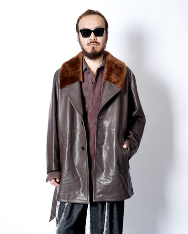 【ANTHEM A】<br>LAMB LEATHER MOUTON COLLAR COAT