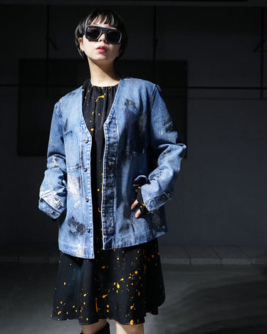 UNISEX<br>【TANAKA】<br>NO COLLAR JEAN JACKET